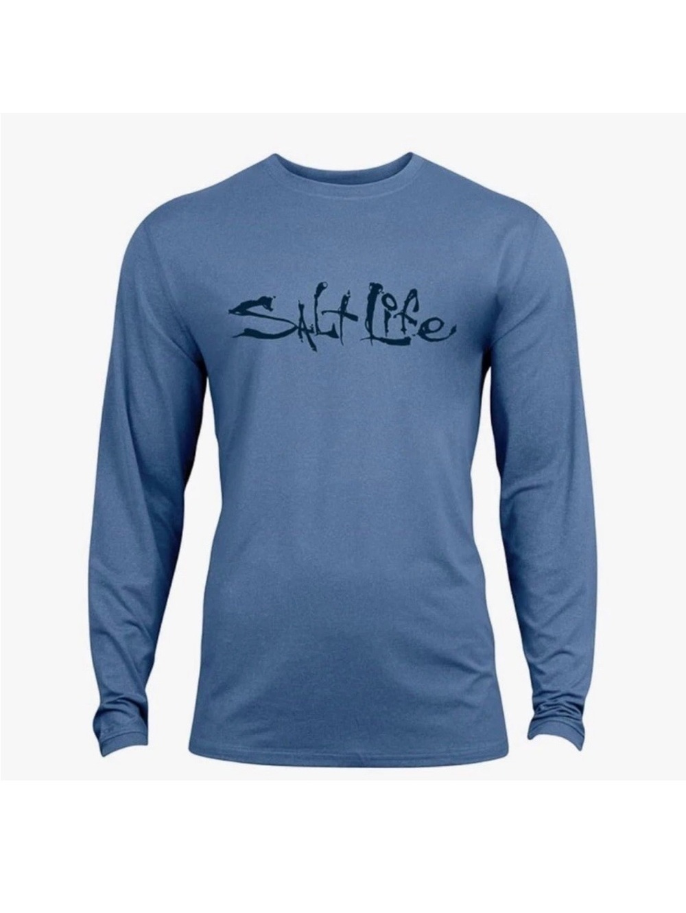Salt Life Boys Harbor Blue Heather SLX (dri-fit) Long Sleeve Shirt NWT Size LRG